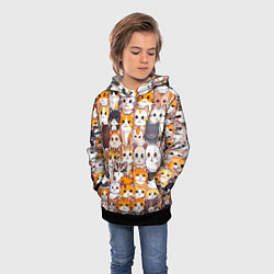 Толстовка-худи детская Очень много котиков, цвет: 3D-черный — фото 2
