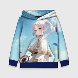 Толстовка-худи детская Фрирен и небо - эльфийка, цвет: 3D-синий