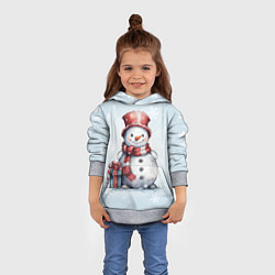 Толстовка-худи детская New Years cute snowman, цвет: 3D-меланж — фото 2