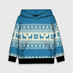 Толстовка-худи детская Sweater with deer on a blue background, цвет: 3D-черный