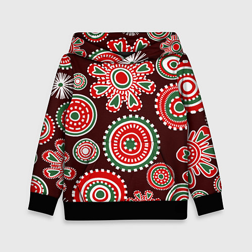 Детская толстовка Новогодний принт красный / 3D-Черный – фото 1