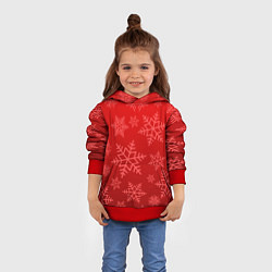 Толстовка-худи детская Красные снежинки, цвет: 3D-красный — фото 2