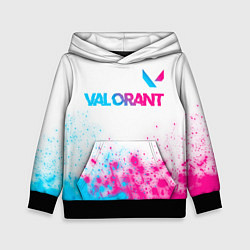 Толстовка-худи детская Valorant neon gradient style посередине, цвет: 3D-черный