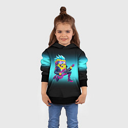 Толстовка-худи детская Sponge Bob - rock guitarist - ai art, цвет: 3D-черный — фото 2