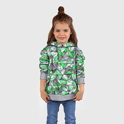 Толстовка-худи детская Маленькие зелёные треугольники, цвет: 3D-меланж — фото 2