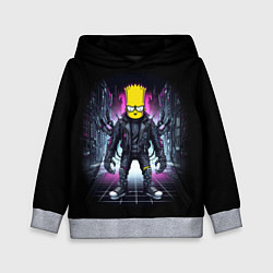 Толстовка-худи детская Cool Bart Simpson - cyberpunk - ai art, цвет: 3D-меланж