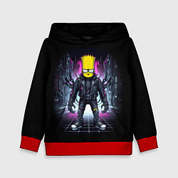 Толстовка-худи детская Cool Bart Simpson - cyberpunk - ai art, цвет: 3D-красный