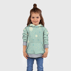Толстовка-худи детская Снежинки и звезды на матно зеленем, цвет: 3D-меланж — фото 2