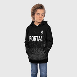 Толстовка-худи детская Portal glitch на темном фоне посередине, цвет: 3D-черный — фото 2