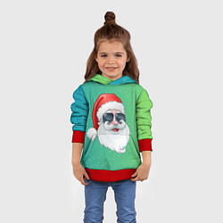 Толстовка-худи детская Дед Мороз в очках, цвет: 3D-красный — фото 2