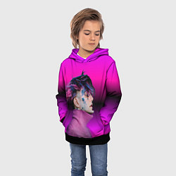 Толстовка-худи детская Lil Peep фиолетовый лук, цвет: 3D-черный — фото 2