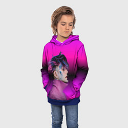 Толстовка-худи детская Lil Peep фиолетовый лук, цвет: 3D-синий — фото 2