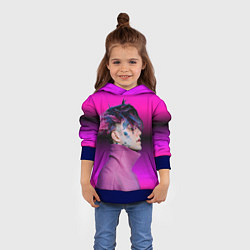 Толстовка-худи детская Lil Peep фиолетовый лук, цвет: 3D-синий — фото 2