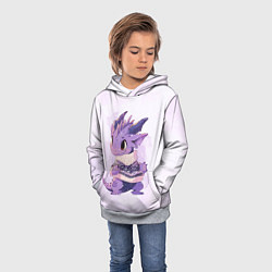 Толстовка-худи детская Милый фиолетовый дракон, цвет: 3D-меланж — фото 2