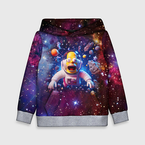 Детская толстовка Homer Simpson in space - ai art / 3D-Меланж – фото 1