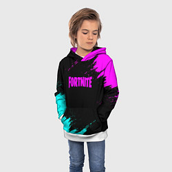 Толстовка-худи детская Fortnite краски неоновые стиль, цвет: 3D-белый — фото 2