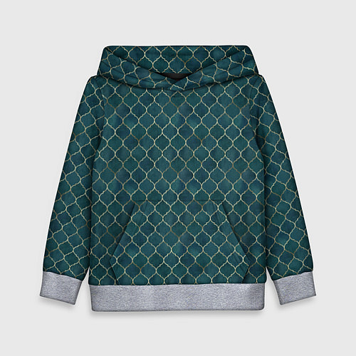 Детская толстовка Золотой узор на бирюзовом фоне / 3D-Меланж – фото 1