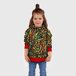 Толстовка-худи детская Африканская живопись, цвет: 3D-красный — фото 2