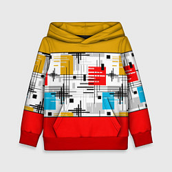Толстовка-худи детская Узор красного горчичного цвета, цвет: 3D-красный