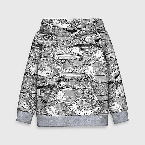 Детская толстовка Экзотические рыбы в кораллах / 3D-Меланж – фото 1