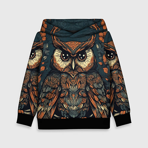Детская толстовка Сова с узорами / 3D-Черный – фото 1