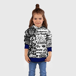 Толстовка-худи детская Логотипы лучших групп черно белый, цвет: 3D-синий — фото 2