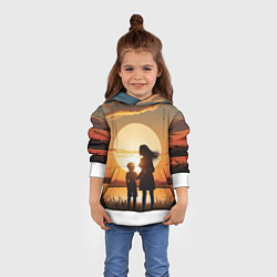 Толстовка-худи детская Мать и дитя на закате, цвет: 3D-белый — фото 2
