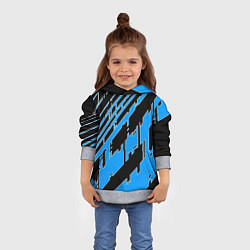 Толстовка-худи детская Синие линии на чёрном фоне, цвет: 3D-меланж — фото 2