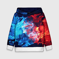 Толстовка-худи детская Синяя красная ледянная абстракция, цвет: 3D-белый