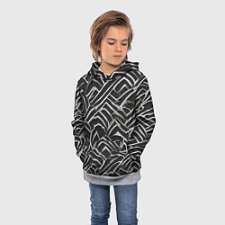 Толстовка-худи детская Абстракция черное серебро, цвет: 3D-меланж — фото 2