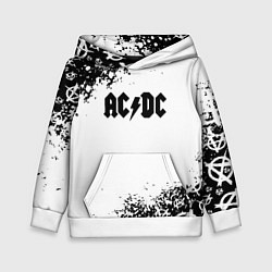 Толстовка-худи детская AC DC anarchy rock, цвет: 3D-белый