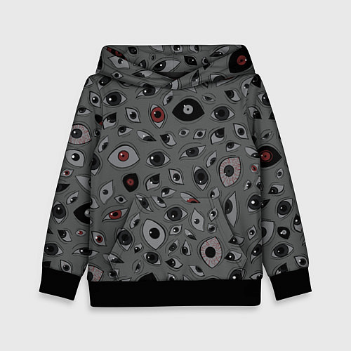 Детская толстовка Серый цвет: глазики-косоглазики / 3D-Черный – фото 1