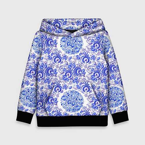 Детская толстовка Новогодняя гжель роспись / 3D-Черный – фото 1