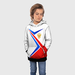 Толстовка-худи детская Герб РФ - классические цвета флага, цвет: 3D-черный — фото 2