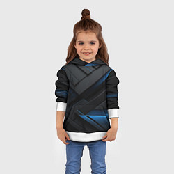 Толстовка-худи детская Голубая неоновая полоса на черном, цвет: 3D-белый — фото 2