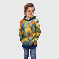 Толстовка-худи детская Жёлтые и синие мазки, цвет: 3D-синий — фото 2