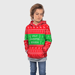Толстовка-худи детская Ужасный новогодний свитер, цвет: 3D-меланж — фото 2