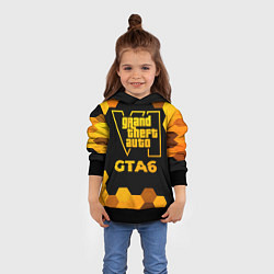 Толстовка-худи детская GTA6 - gold gradient, цвет: 3D-черный — фото 2
