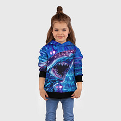 Толстовка-худи детская Фиолетовая акула, цвет: 3D-черный — фото 2