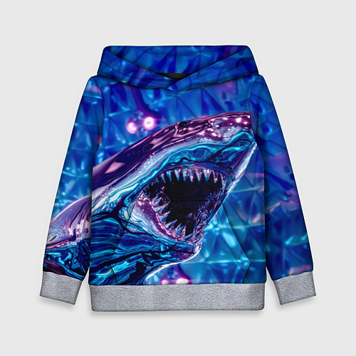 Детская толстовка Фиолетовая акула / 3D-Меланж – фото 1