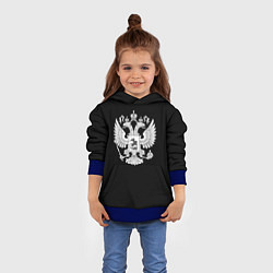 Толстовка-худи детская Герб РФ серый патриотический, цвет: 3D-синий — фото 2