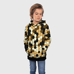 Толстовка-худи детская Камуфляж гексагон коричневый, цвет: 3D-черный — фото 2
