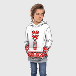Толстовка-худи детская Обережная вышиванка - узор алатырь, цвет: 3D-меланж — фото 2