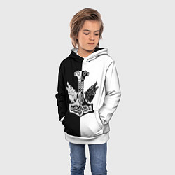 Толстовка-худи детская Волки и молот Тора, цвет: 3D-белый — фото 2