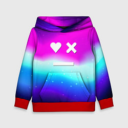 Толстовка-худи детская Love death robots neon gradient serial, цвет: 3D-красный