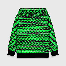 Толстовка-худи детская Зелёные и чёрные треугольники, цвет: 3D-черный
