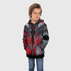 Толстовка-худи детская Каменная адская броня красная, цвет: 3D-черный — фото 2