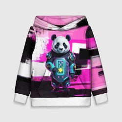 Толстовка-худи детская Funny panda - cyberpunk, цвет: 3D-белый