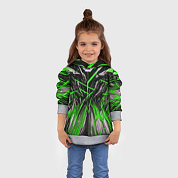 Толстовка-худи детская Череп и зелёные полосы, цвет: 3D-меланж — фото 2