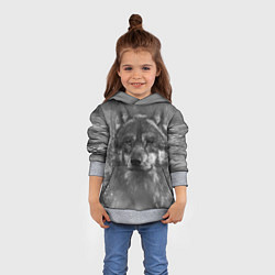 Толстовка-худи детская Серый волк на сером фоне, цвет: 3D-меланж — фото 2